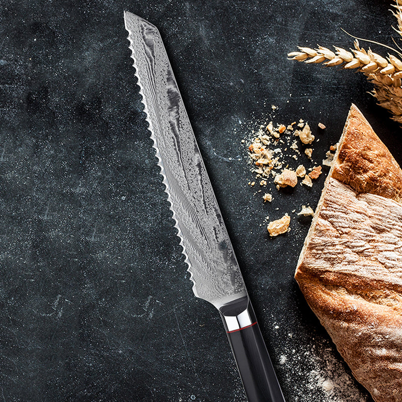 Japanese Damascus Steel Kitchen Bread Knife
