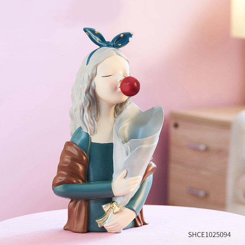 Nordic Style Resin Girl Figurine Abstract Home Decor Sculpture