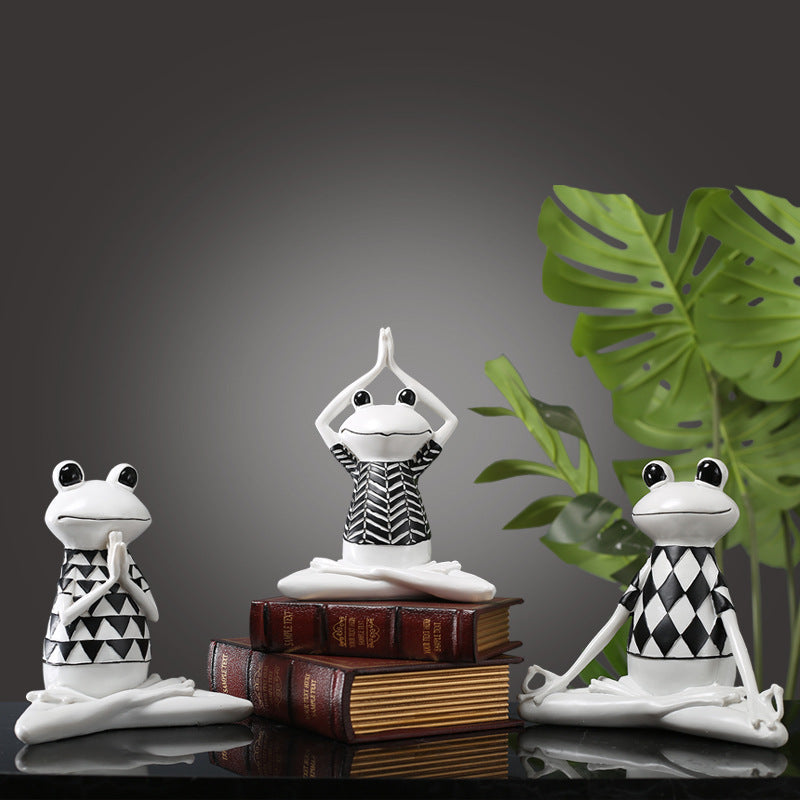 Cute Frog Figurine TV Cabinet Office Room Decor Accent