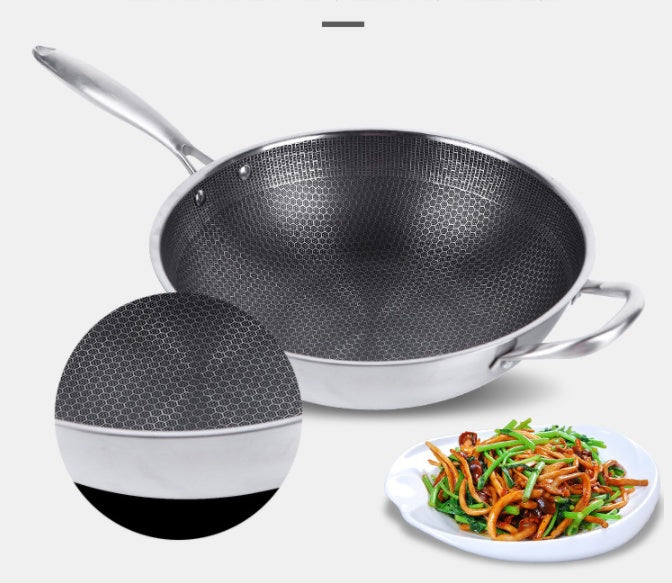 Stainless Steel Non Stick Wok Induction Gas Stove Cooking Pan