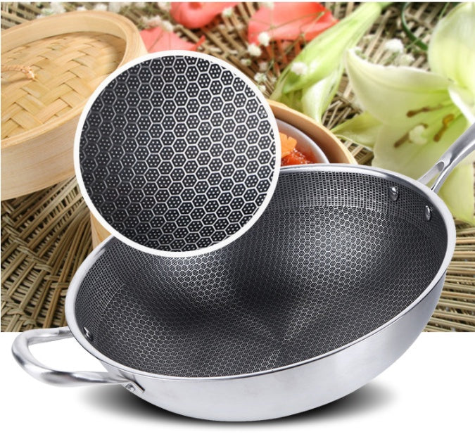 Stainless Steel Non Stick Wok Induction Gas Stove Cooking Pan