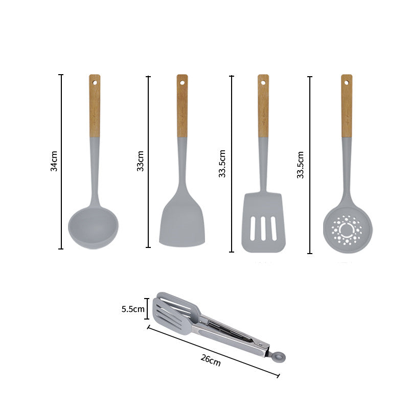 High Temperature Silicone Kitchen Utensils Set Spatula Spoon Colander