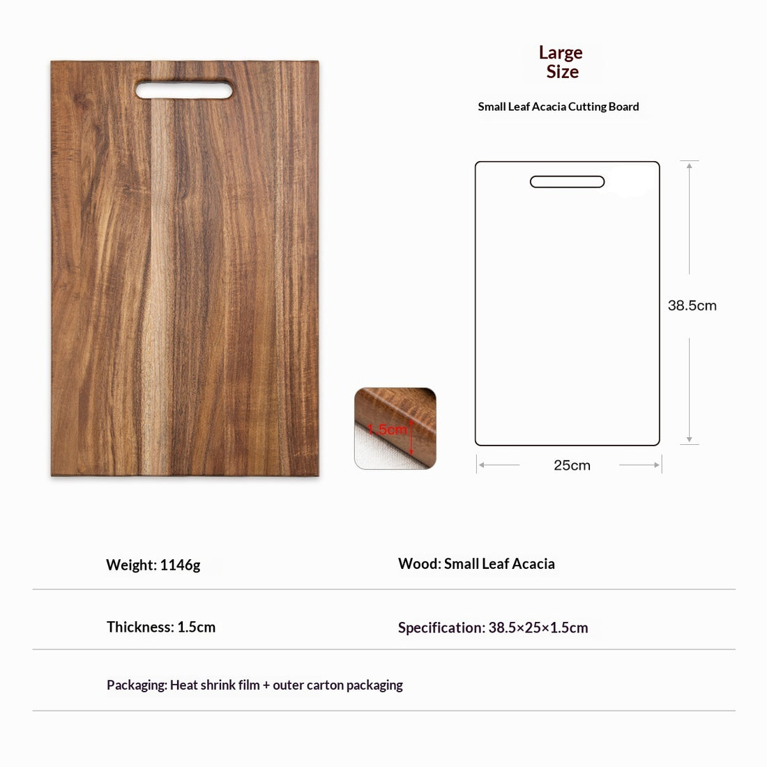 Square Acacia Wood Large Cutting Board Steak Household Chopping Board