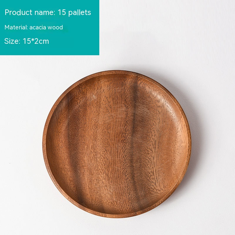 Japanese-style Household Walnut Acacia Mangium Round Dish