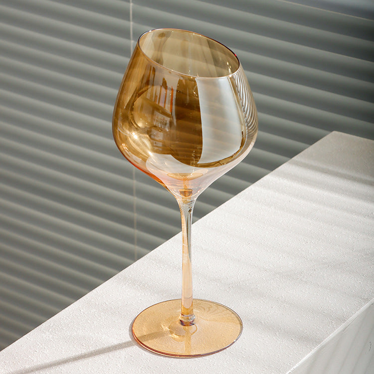 Beveled Crystal Goblet Electroplated Elegant Beverage Glass