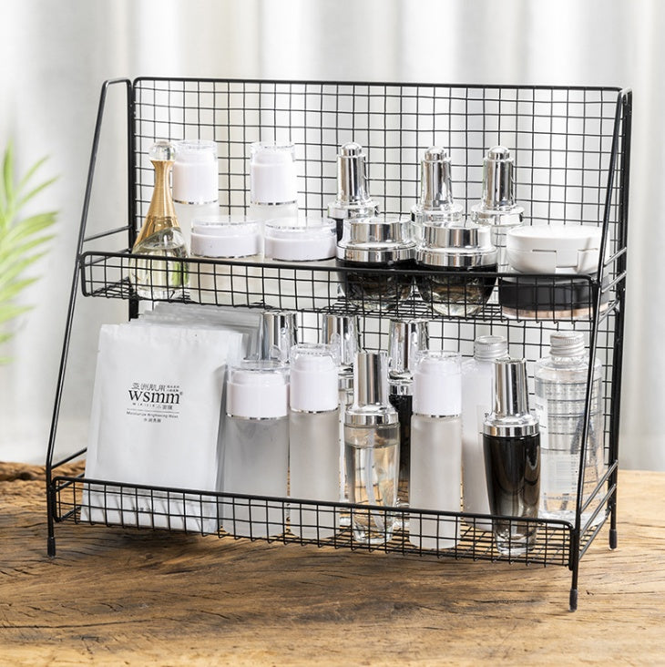 Wrought Iron Double Layer Kitchen Storage Rack Organizer