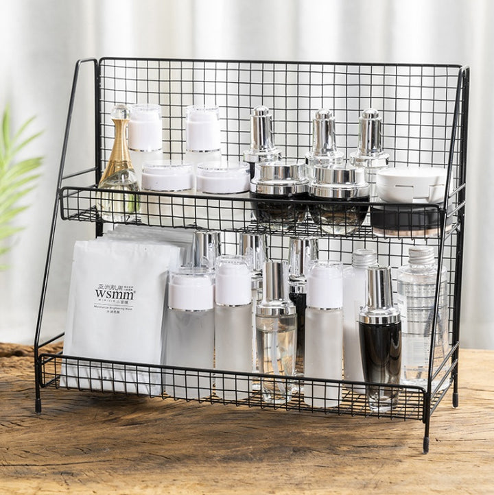 Wrought Iron Double Layer Kitchen Storage Rack Organizer