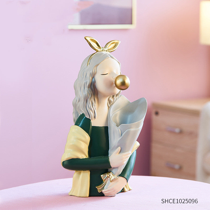 Nordic Style Resin Girl Figurine Abstract Home Decor Sculpture