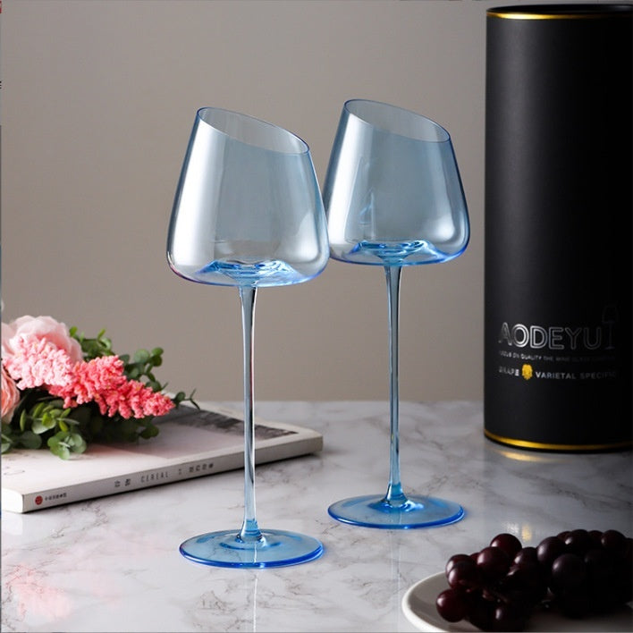Klein Blue Crystal Glass Goblet For Elegant Beverage Serving