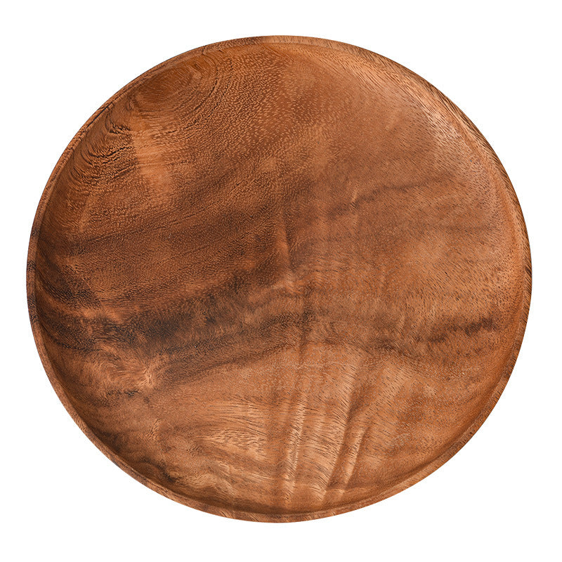 Japanese-style Household Walnut Acacia Mangium Round Dish