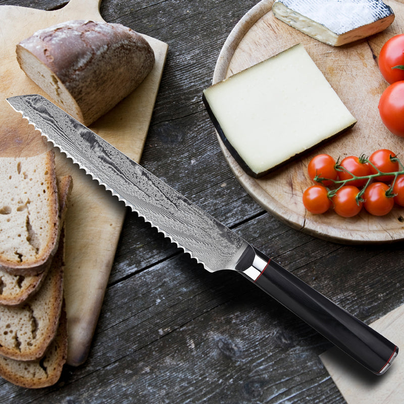 Japanese Damascus Steel Kitchen Bread Knife