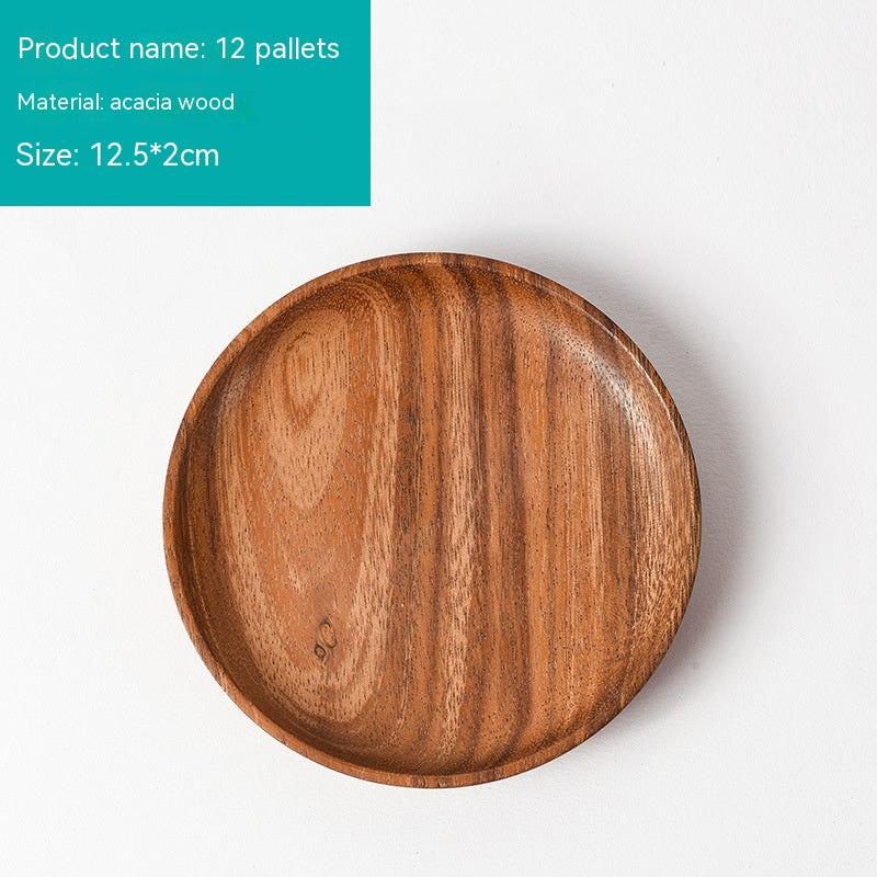 Japanese-style Household Walnut Acacia Mangium Round Dish