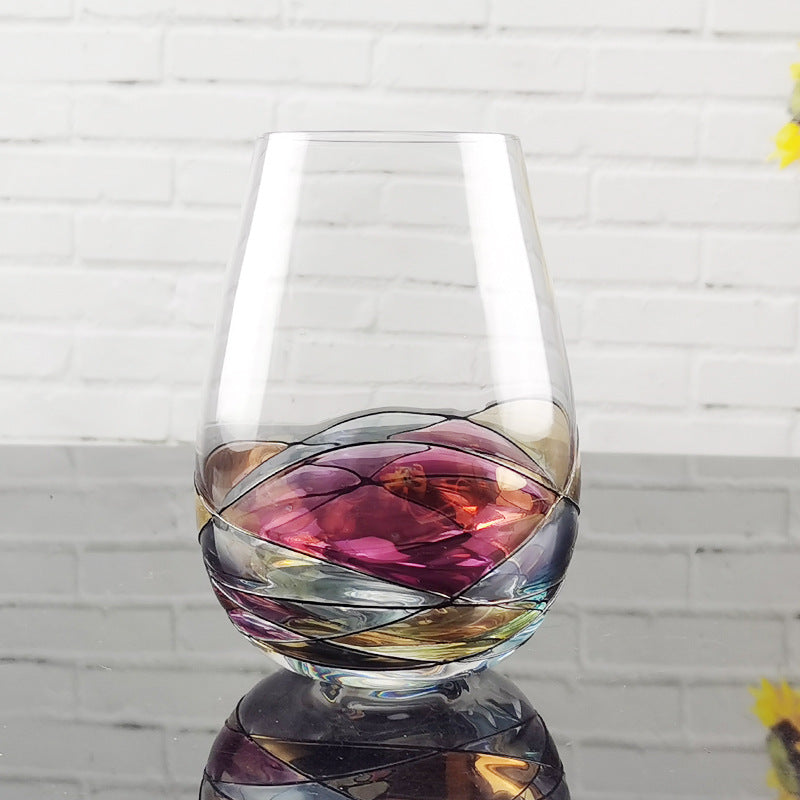 Colored Crystal Goblet For Household Beverage Serving