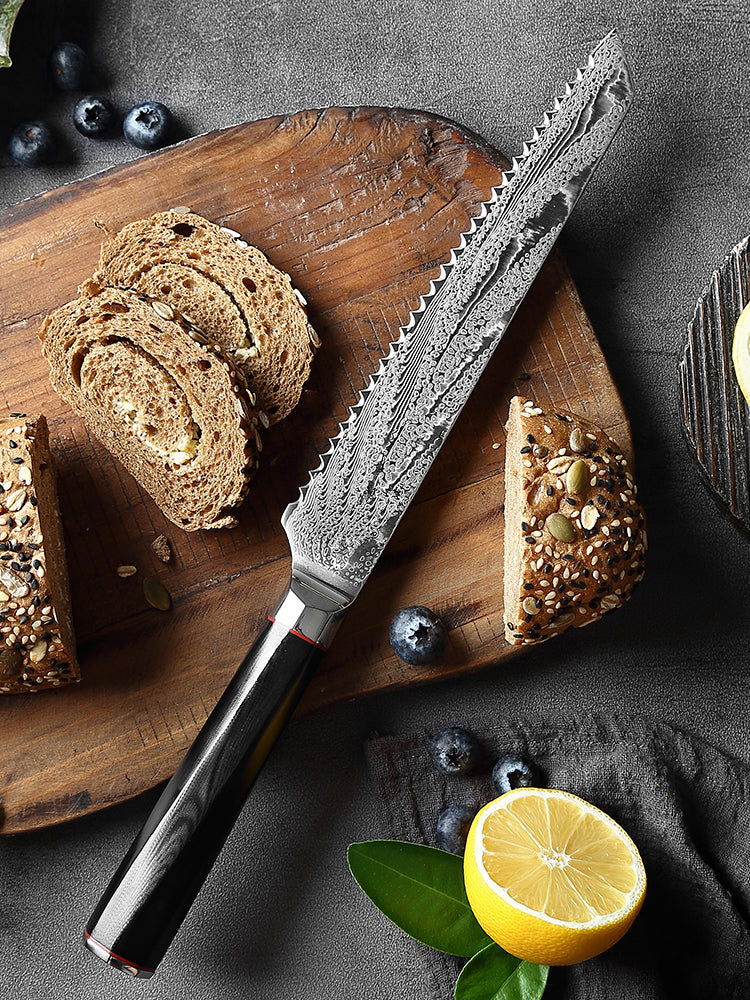 Japanese Damascus Steel Kitchen Bread Knife