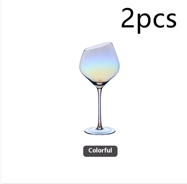 Beveled Crystal Goblet Electroplated Elegant Beverage Glass