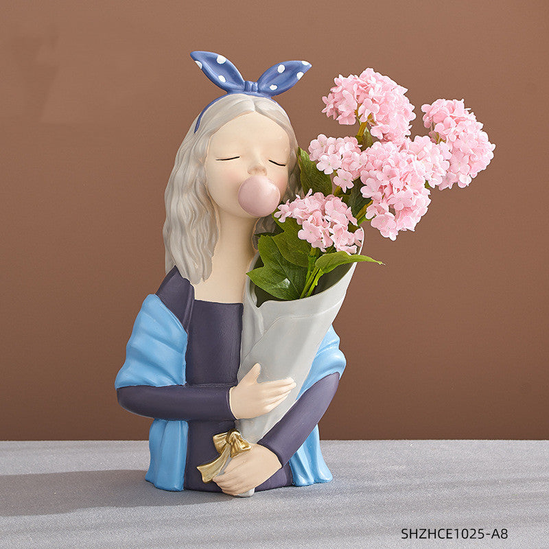 Nordic Style Resin Girl Figurine Abstract Home Decor Sculpture