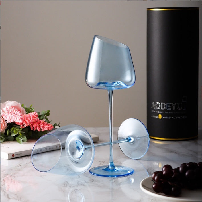 Klein Blue Crystal Glass Goblet For Elegant Beverage Serving