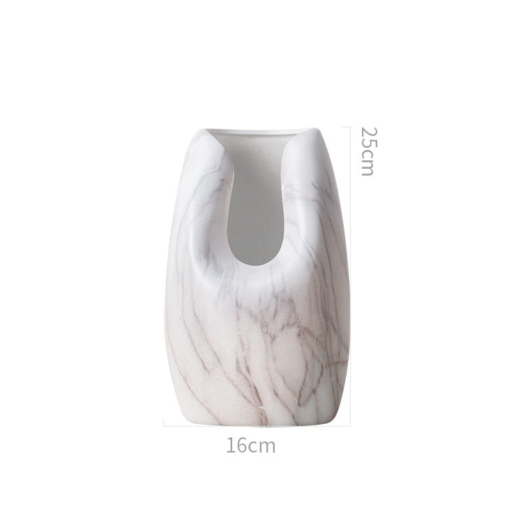 Marbled White Ceramic Vase Home Decor Accent