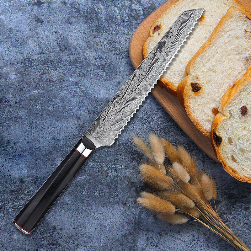Japanese Damascus Steel Kitchen Bread Knife