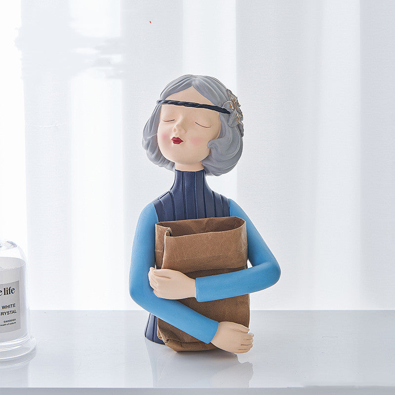 Nordic Style Resin Girl Figurine Abstract Home Decor Sculpture
