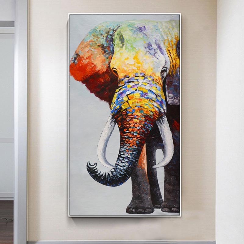 Abstract Elephant Oil Painting Canvas Wall Decor