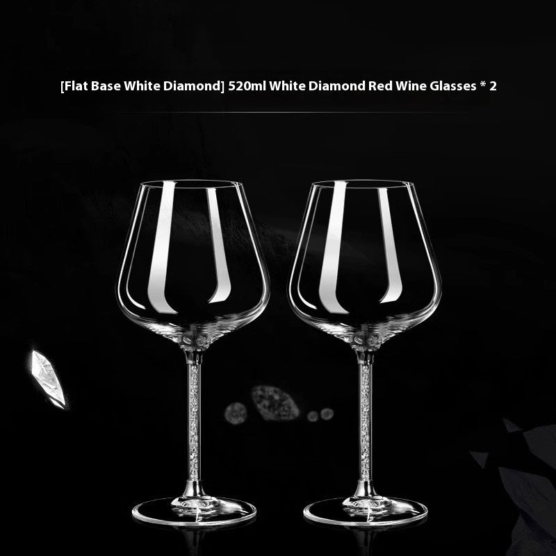 Crystal White Diamond Gold Foil Goblet Drinking Glass