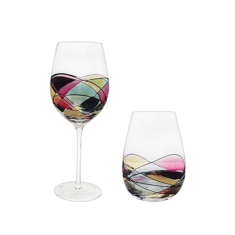 Colored Crystal Goblet For Household Beverage Serving