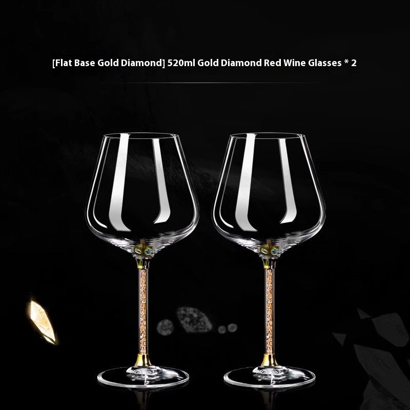 Crystal White Diamond Gold Foil Goblet Drinking Glass