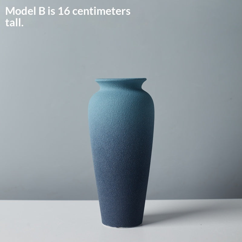 Nordic Simple Blue Ceramic Vase Home Decoration