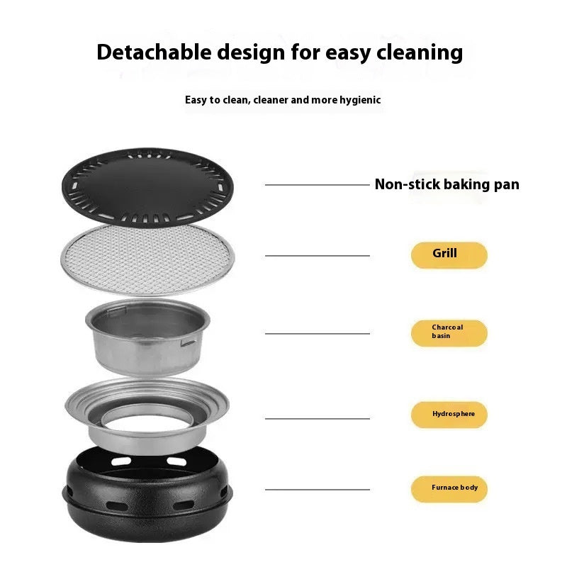 Portable Smokeless Charcoal BBQ Grill Oven Household Outdoor Cooker