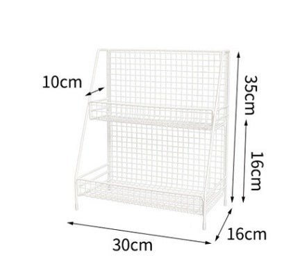 Wrought Iron Double Layer Kitchen Storage Rack Organizer