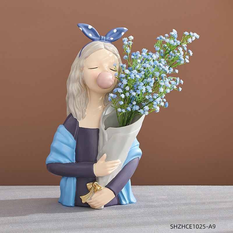 Nordic Style Resin Girl Figurine Abstract Home Decor Sculpture