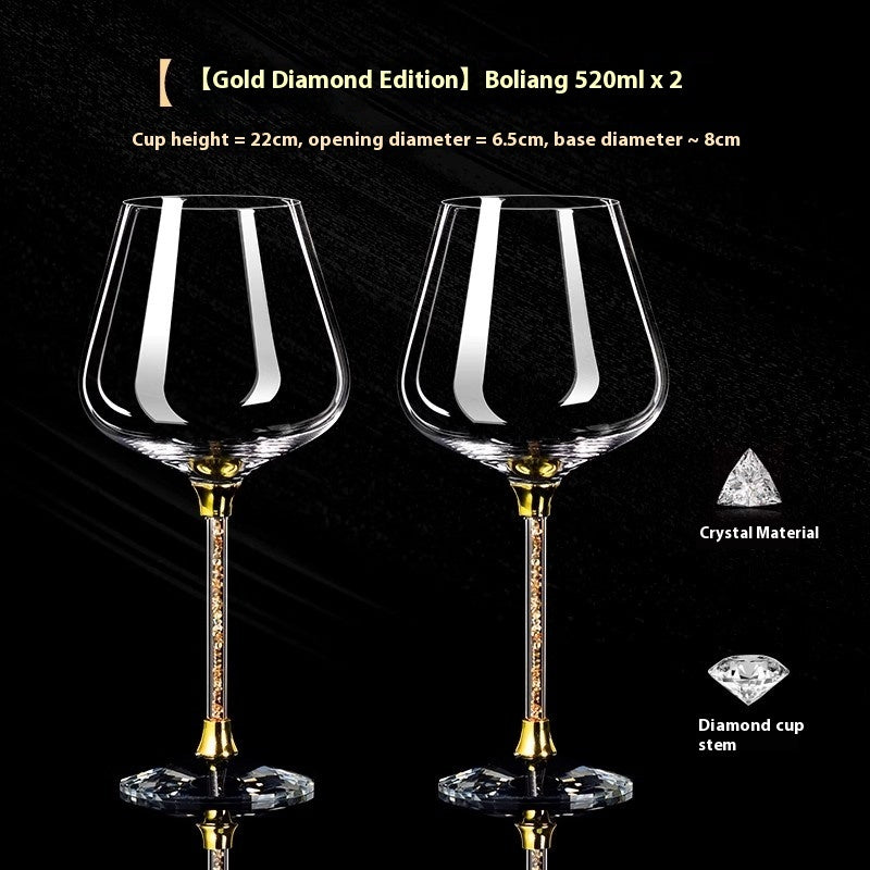 Crystal White Diamond Gold Foil Goblet Drinking Glass