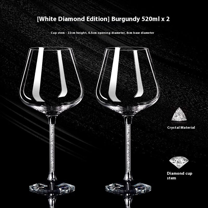 Crystal White Diamond Gold Foil Goblet Drinking Glass