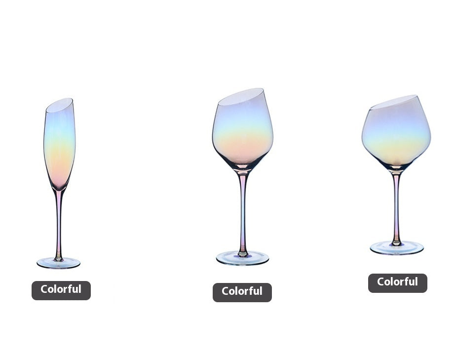 Beveled Crystal Goblet Electroplated Elegant Beverage Glass