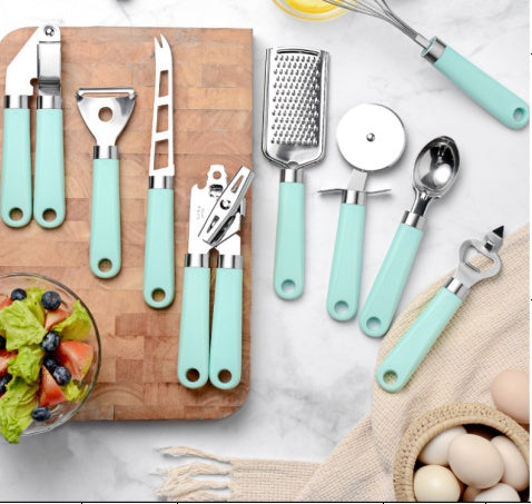 Creative Stainless Steel Kitchen Utensils Plastic Handle Set