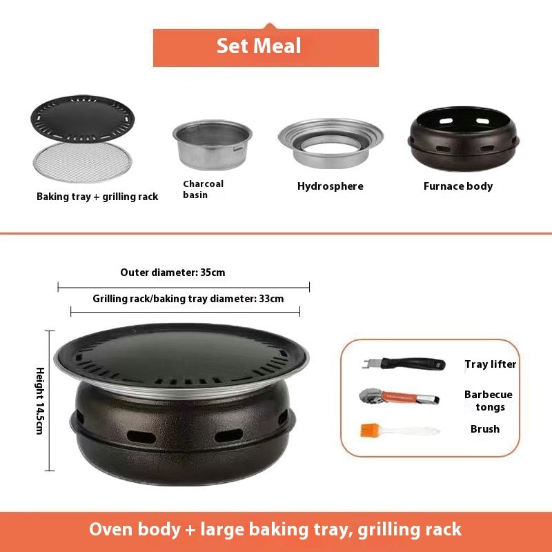 Portable Smokeless Charcoal BBQ Grill Oven Household Outdoor Cooker