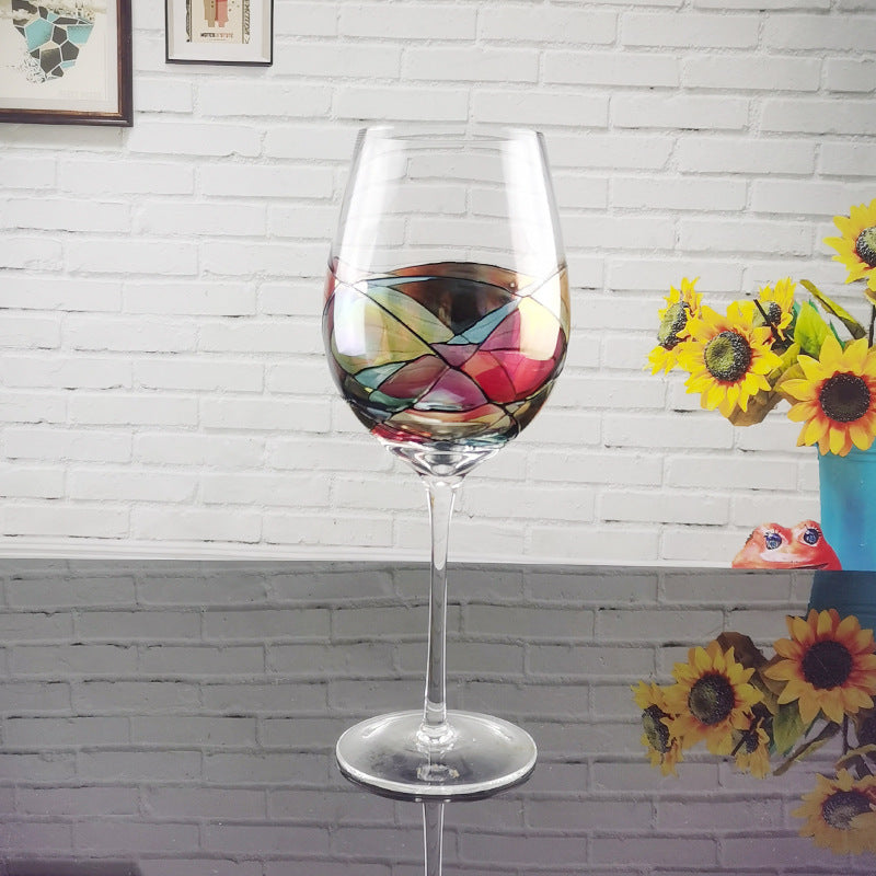 Colored Crystal Goblet For Household Beverage Serving