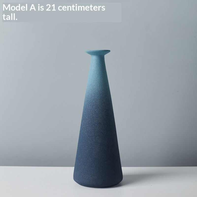 Nordic Simple Blue Ceramic Vase Home Decoration