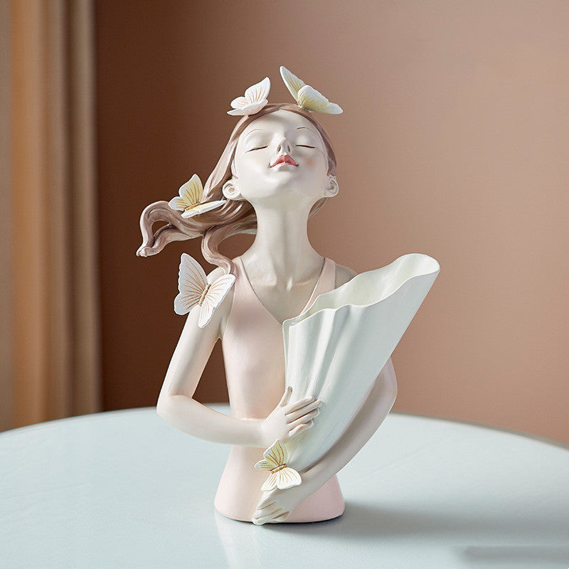 Nordic Style Resin Girl Figurine Abstract Home Decor Sculpture