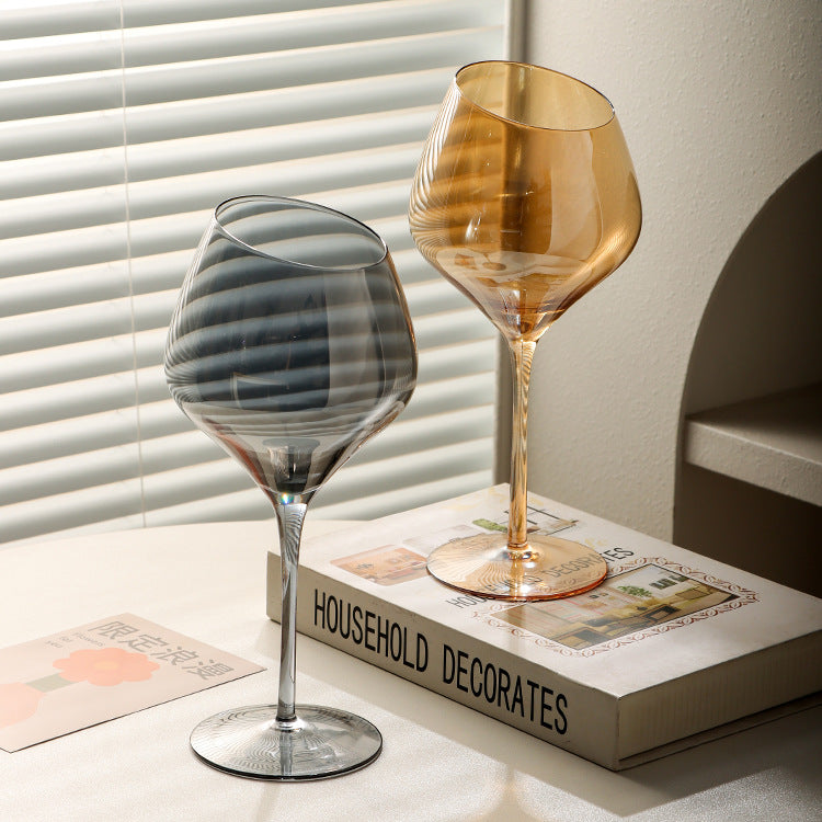 Beveled Crystal Goblet Electroplated Elegant Beverage Glass