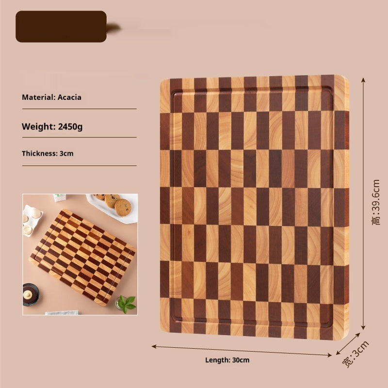 Wooden Chessboard Grid Cutting Board Fruit Chopping Board