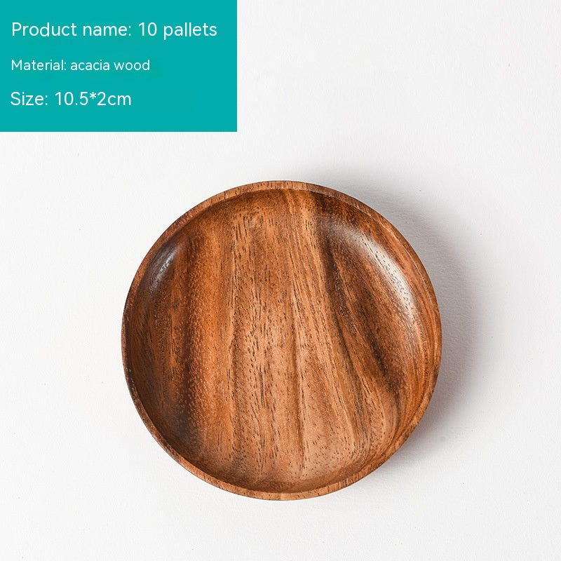 Japanese-style Household Walnut Acacia Mangium Round Dish