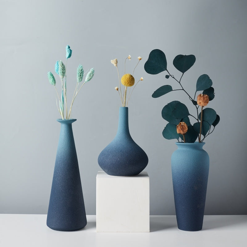 Nordic Simple Blue Ceramic Vase Home Decoration