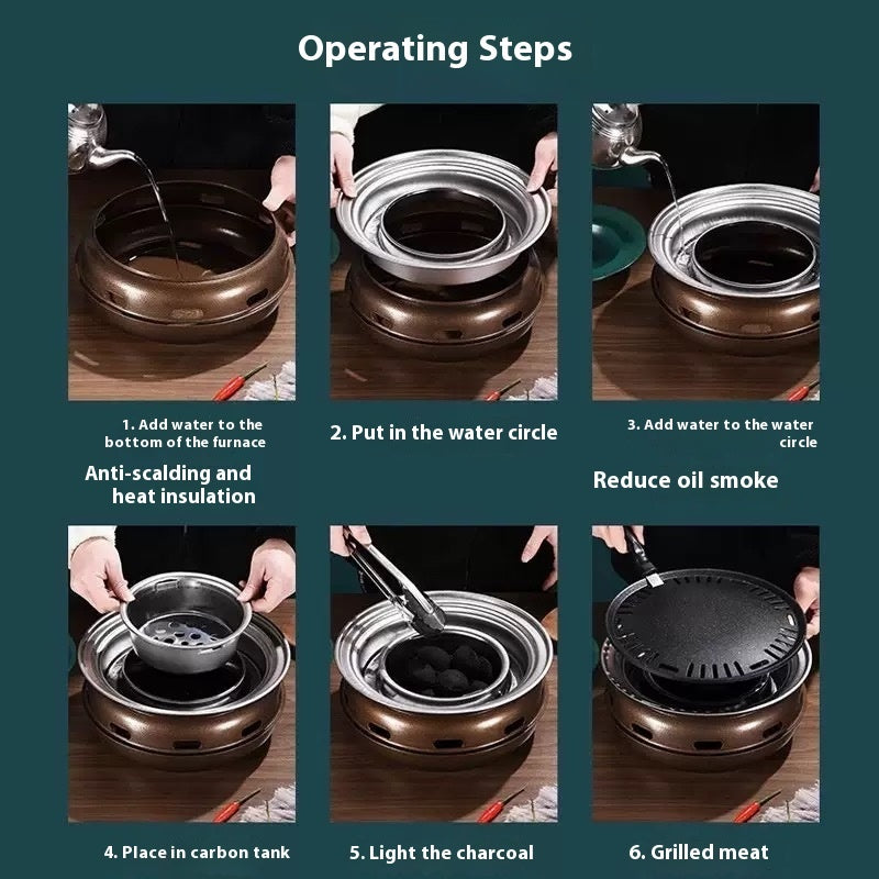 Portable Smokeless Charcoal BBQ Grill Oven Household Outdoor Cooker