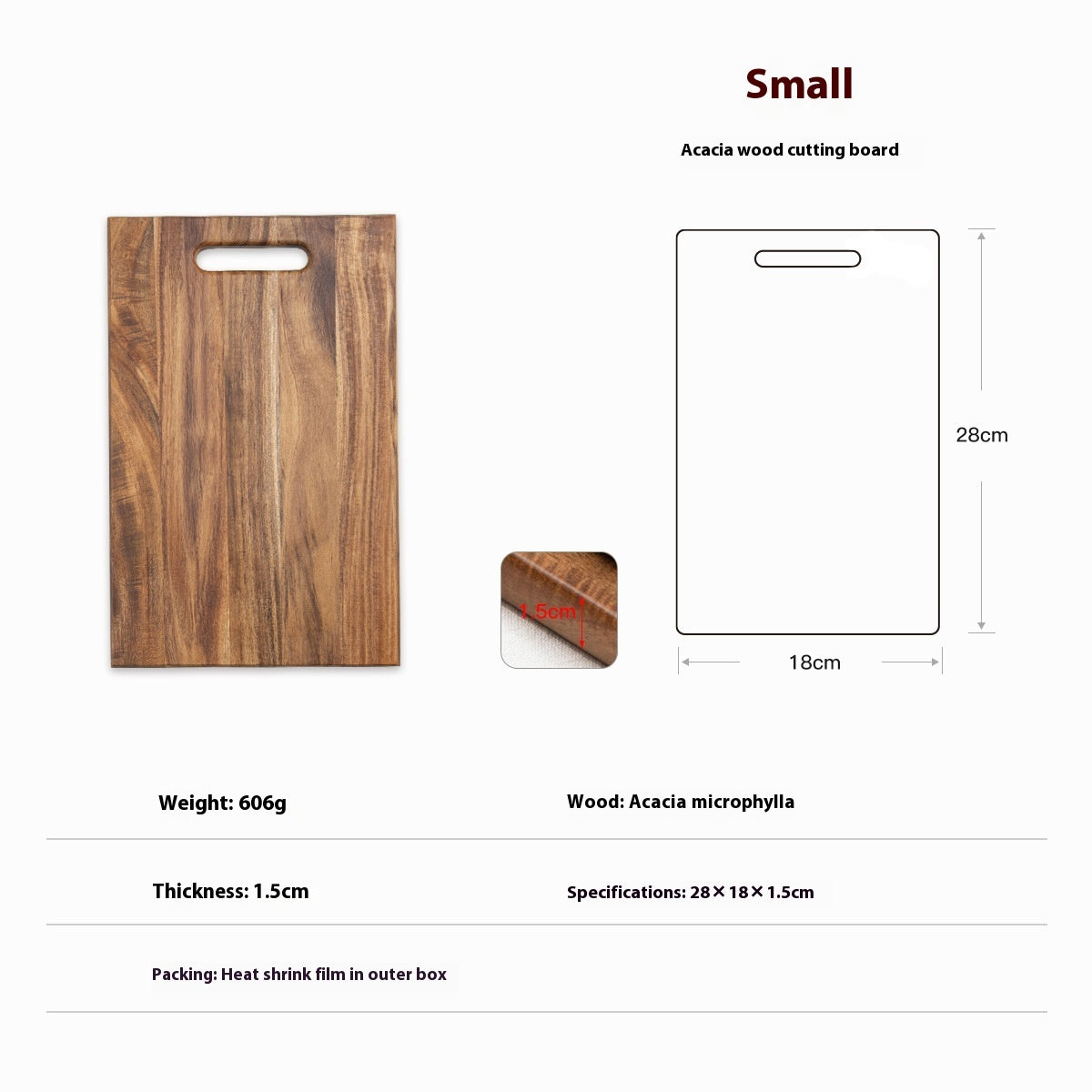 Square Acacia Wood Large Cutting Board Steak Household Chopping Board