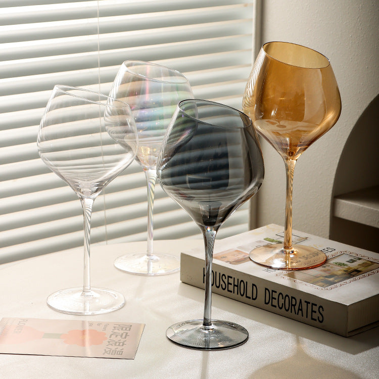 Beveled Crystal Goblet Electroplated Elegant Beverage Glass
