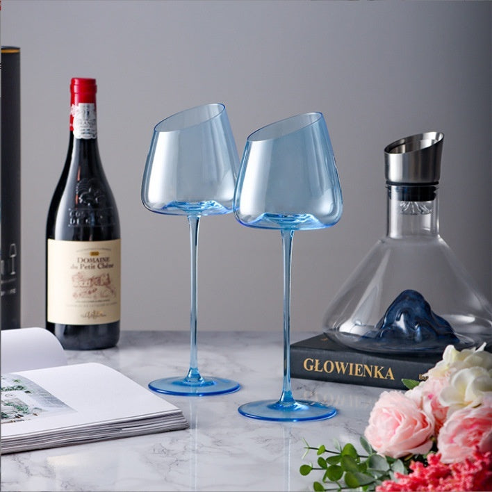 Klein Blue Crystal Glass Goblet For Elegant Beverage Serving